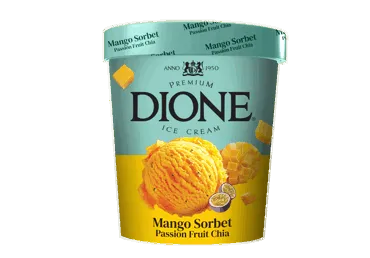 NAUJA! Valg. ledai DIONE, mangų ir pasiflorų skonio, 370 g