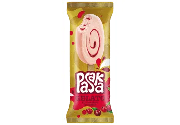 Grietininiai ledai PASAKA GELATO su raudonųjų serbentų ir spanguolių įdaru, 67 g