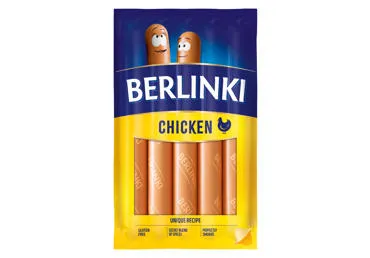 NAUJA! Virtos rūkytos BERLINKI vištienos dešrelės, II r., 250 g