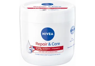 NIVEA REPAIR & CARE KREMAS VEIDUI, KŪNUI IR RANKOMS.12% GLICERINO IR VITAMINAS E, 400 ml
