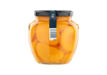 Konservētas mizotas persiku pusītes sīrupā WELL DONE PREMIUM 1,65kg