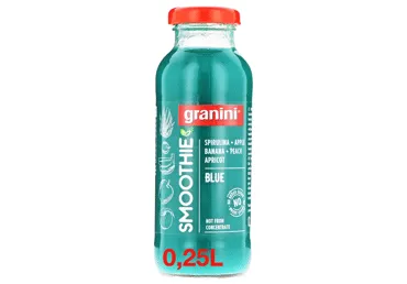 Obuol.,bananų,persikų,abrikosų vaisių kokteilis BLUE GRANINI, 250 ml