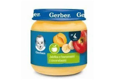 Obuolių, abrikosų ir bananų tyrelė GERBER (nuo 6 mėn.), 125 g