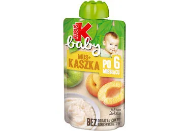 Obuolių, abrikosų tyrelė su vit C ir ryžių koše 6 mėn+ Kubuš baby 100g