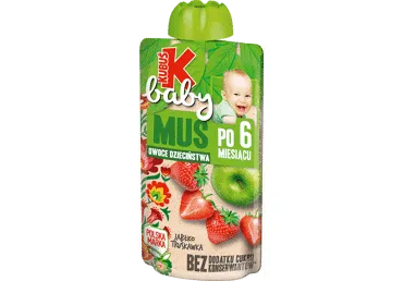 Obuolių ir braškių tyrelė su vitaminu C nuo 6 mėn., Kubuš baby, 120g