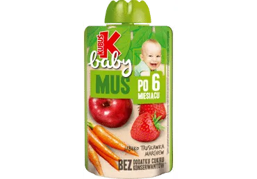 Obuplių, braškių ir morkų tyrelė KUBUŠ BABY nuo 6 mėn., 100 g
