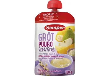 Paruošta vartoti košė SEMPER su mangais ir kriaušėmis, nuo 6 mėn., 120 g