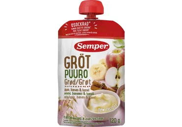 Paruošta vartoti košė SEMPER su obuoliais ir cinamonu, nuo 6 mėn., 120 g
