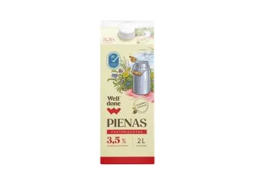 Pasterizuotas pienas WELL DONE 3,5 % rieb., 2 l