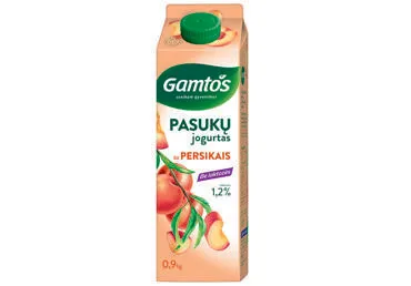 Pasukų jogurtas GAMTOS su persikais, 1,2% r., be laktozės, 900 g