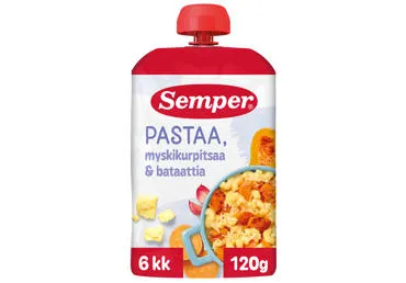 Patiekalas su makaronais, saldžiomis bulvėmis ir moliūgu SEMPER RTE nuo 6 mėn., 120g