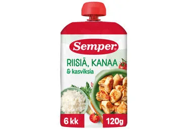 Patiekalas su vištiena, ryžiais ir daržovėmis SEMPER RTE nuo 6 mėn., 120g