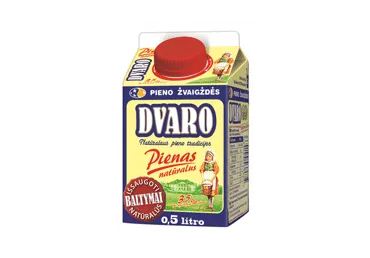 Pienas DVARO, ne mažiau kaip 3,5 % rieb., pasterizuotas, 500 ml