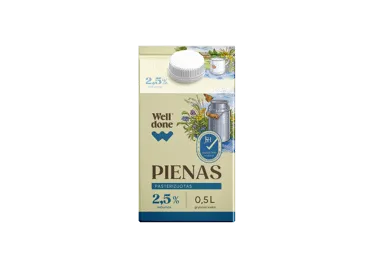 Pienas WELL DONE, 2,5 % rieb., 500 ml