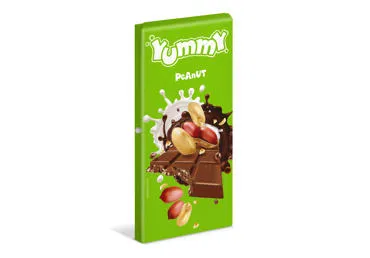 Pieninė saldžioji kakavos plytelė YUMMY su žemės riešutais, 85 g