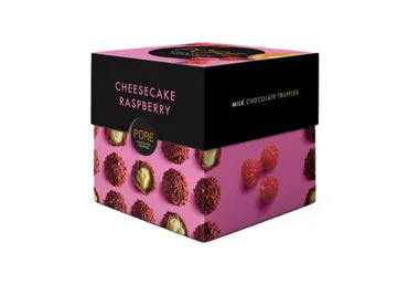 Pieninio šokolado PURE CHOCOLATE triufeliai su sūrio pyrago skonio įdaru, 96 g