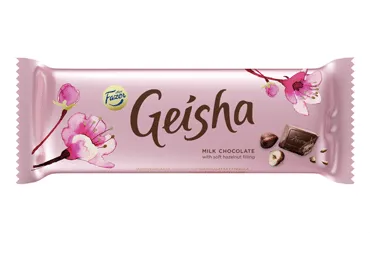 Pieninis šokoladas GEISHA su lazdynų riešutų įdaru, 100 g