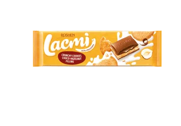 Piena šokolāde ROSHEN Lacmi ar cepumu un riekstu pildījumu, 265g