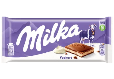 Pieninis šokoladas MILKA su jogurtiniu įdaru, 100 g