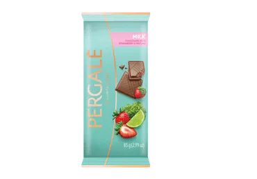 Pieninis šokoladas PERGALĖ su braškėmis ir žal.citrinų mačia, 85 g