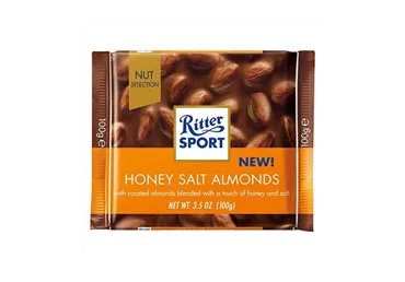 Pieninis šokoladas RITTER SPORT su migdolais ir medumi, 100 g