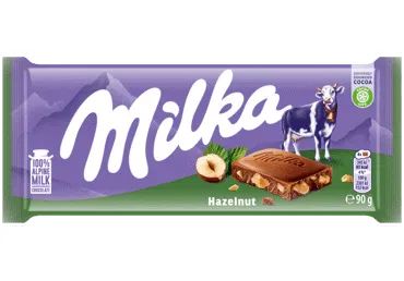 Pieninis šokoladas MILKA su smulkintais lazdynų riešutais, 90 g
