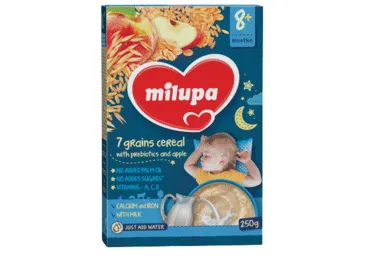 Pieniška grūdų košė MILUPA su ob. ir prebiotik., nuo 8 mėn., 250 g