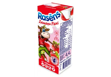 Pieno gėrimas braškių skonio su vitaminais RASENS, 200 ml