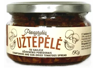 Pievagrybių užtepėlė SKANOVĖ, su saulėje džiovintais pomidorais, 190 g