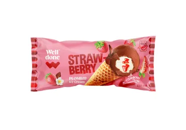 Saldējums ar zemeņu pildījumu WELL DONE 90g