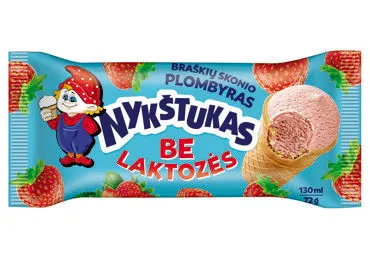 Plombyriniai ledai NYKŠTUKAS be laktozės, braškių skonio, 75 g