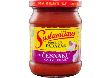 Pomidorų padažas SUSLAVIČIAUS su česnakų gabaliukais, 500 g