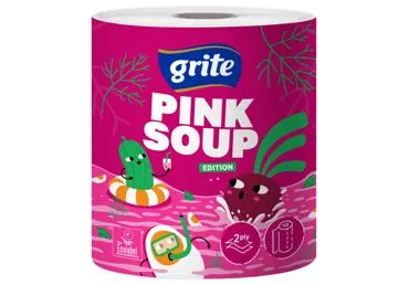 Popierinis rankšluostis GRITE Pink Soup, 325 lapų,  2 sluoksniai 1 ritinėlis