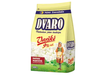 Pusriebė DVARO varškė, 9 % rieb., 400 g