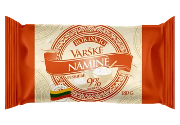 Pusriebė ROKIŠKIO NAMINĖ varškė, 9 % rieb., 180 g