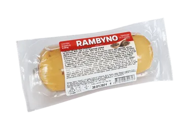 RAMBYNO rūk. lyd. sūrių gaminys su kmynais, 45 % rieb. s. m., 250 g