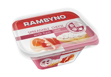 RAMBYNO tepamasis sūrelis su kumpiu, 50 % rieb. s. m., 175 g