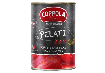 Raudoni lupti pomidorai COPPOLA (PELATI) savo sultyse, 400 g