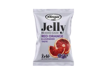 Raudonųjų apelsinų, levandų skonio želė be pridėtinio cukr., 95 g