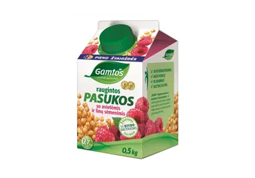 Raugintos pasukos su avietėmis ir linų sėmenimis GAMTOS, 0,8% rieb., 500 g
