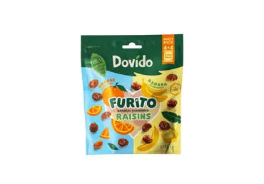 Razinos DOVIDO FURITO, bananų ir apelsinų skonio, 112 g