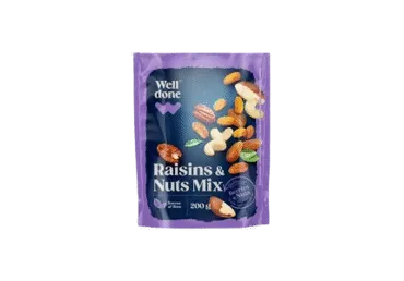 Razinų ir riešutų mišinys WELL DONE, 200 g