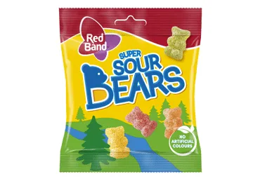 Rūgštūs guminukai RED BAND SOUR BEARS, 100 g