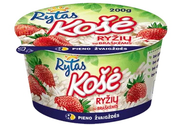 Ryžių košė RYTAS, su braškėmis, 200 g