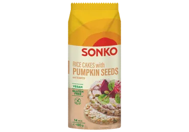 Ryžių paplotėliai SONKO su moliūgų sėkl. ir jūros dumbliais, 130 g