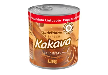 Saldintas sutirštintas pienas MARKOMILK su kakava, 385 g