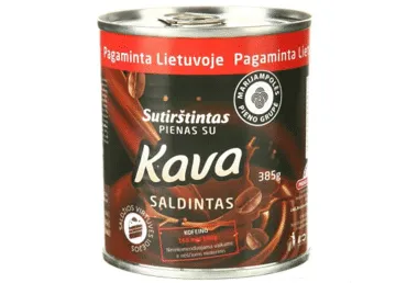 Saldintas sutirštintas pienas MARKOMILK su kava, 7 % rieb., 385 g