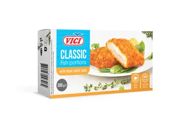 Saldētas zivju porcijas panējumā VIČI ar sieru 300g