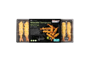 Šaldytos apkeptos krevetės su tempura, vasabiu, 250 g