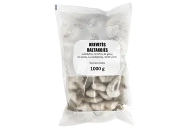 Šaldytos baltakojės krevetės be kiautų, 1 kg